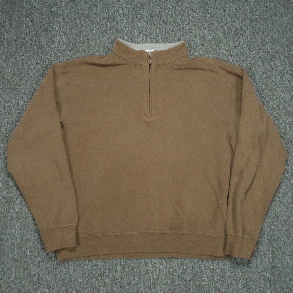 Peter Millar Sweater Mens Large Brown Quarter Zip Pullover Jumper